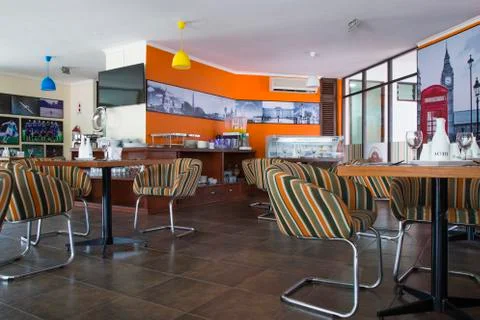 Interior of modern cafe with buffet Stock-Fotos