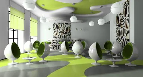 Interior of the modern cafe Stock Illustration