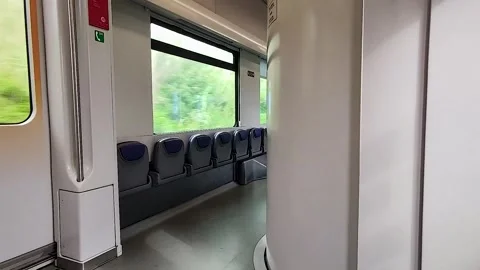 The Interior of a Modern Carriage in a Train. Modern European Passenger Train.  Stock Footage 246382554