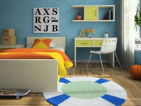 Interior of the modern childroom Stock Illustration