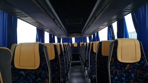 Interior of modern city bus | Stock Video | Pond5
