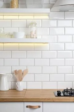 Interior of modern comfortable kitchen Stock Photos