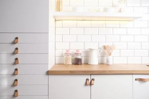 Interior of modern comfortable kitchen Stock Photos