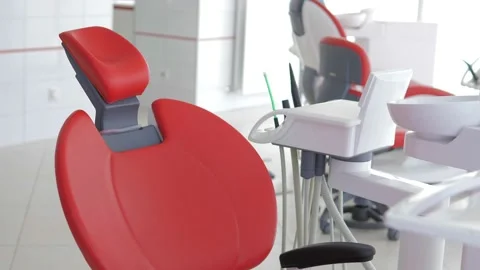 The interior of a Modern Dental Office, An empty dentist's office with equipment Stock Footage 167434497