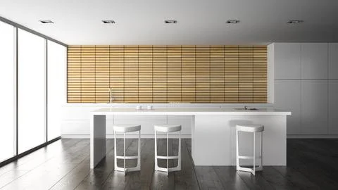 Interior of the modern design kitchen 3D rendering 2 Stockillustratie