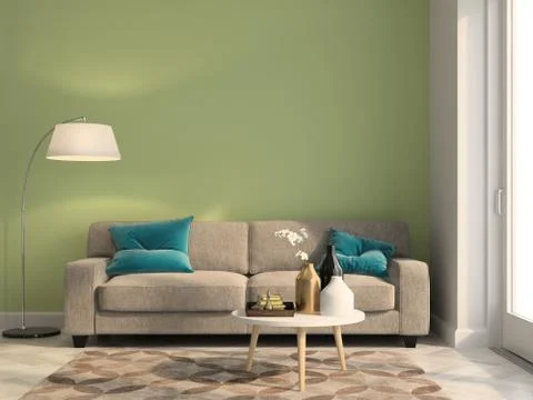 Interior modern design room 3D illustration Stock Illustration