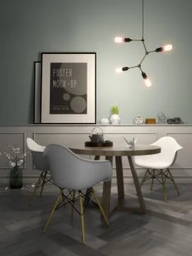 Interior modern design room 3D illustration Stock Illustration