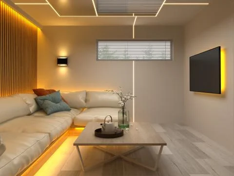 Interior modern design room 3D illustration Stock Illustration