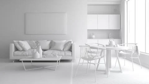 Interior modern design room 3D illustration Stock Illustration