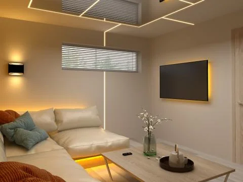 Interior modern design room 3D illustration Stock Illustration