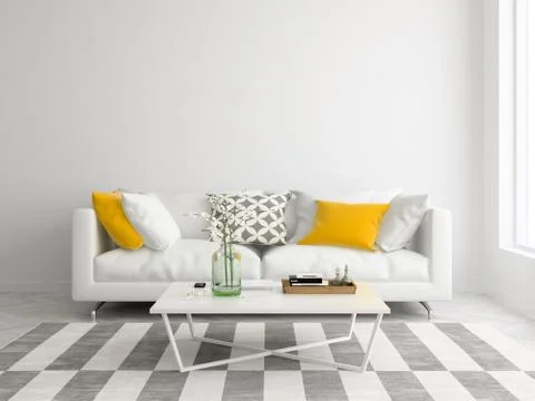 Interior modern design room 3D illustration Stock Illustration