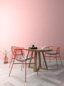 Interior modern design room 3D illustration Stock Illustration