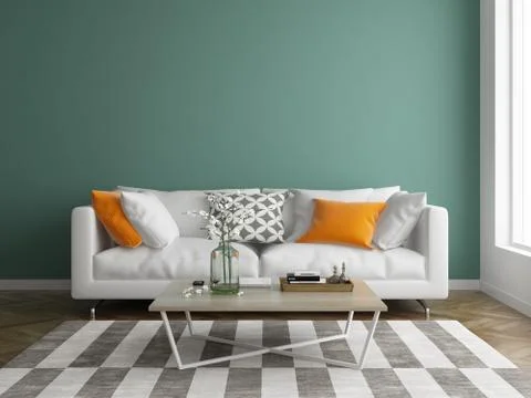 Interior modern design room 3D illustration Stock Illustration