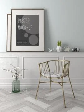 Interior modern design room 3D illustration Stock Illustration