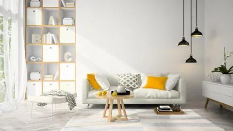 Interior modern design room 3D illustration Stock Illustration