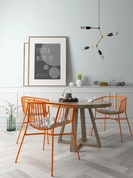 Interior modern design room 3D illustration Stock Illustration