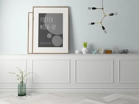 Interior modern design room 3D illustration Stock Illustration