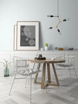 Interior modern design room 3D illustration Stock Illustration