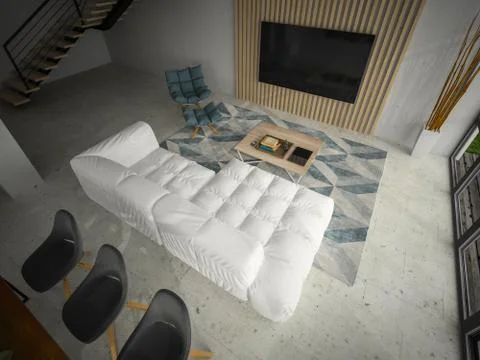 Interior modern design room 3D illustration Stock Illustration