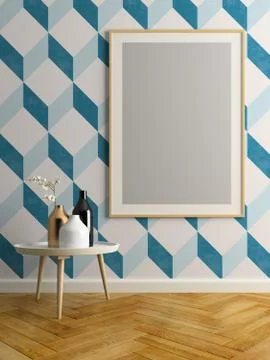 Interior modern design room 3D illustration Stock Illustration