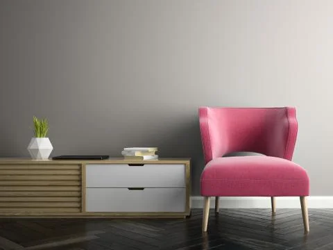 Interior modern design room 3D illustration Stock Illustration