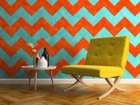 Interior modern design room 3D illustration Stock Illustration