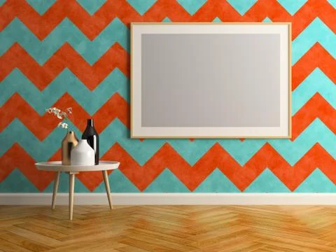 Interior modern design room 3D illustration Stock Illustration