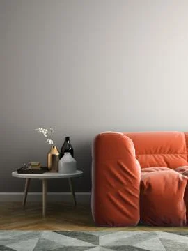 Interior modern design room 3D illustration Stock Illustration
