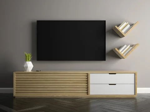 Interior modern design room 3D illustration Stock Illustration