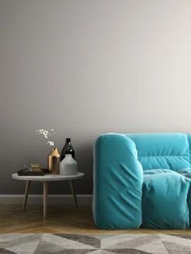 Interior modern design room 3D illustration Stock Illustration