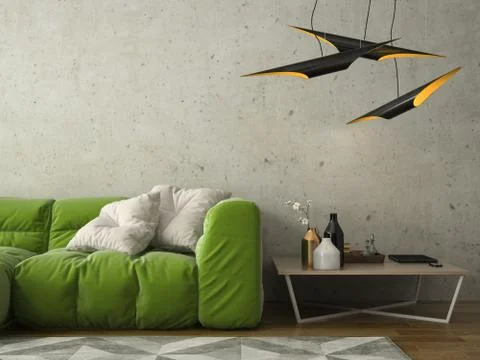 Interior modern design room 3D illustration Stock Illustration
