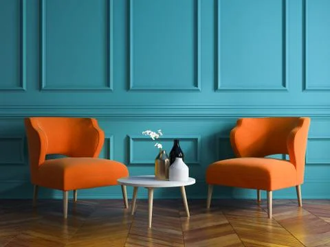 Interior modern design room 3D illustration Stock Illustration