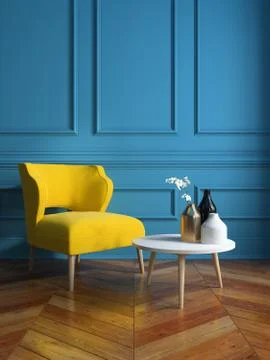 Interior modern design room 3D illustration Stock Illustration