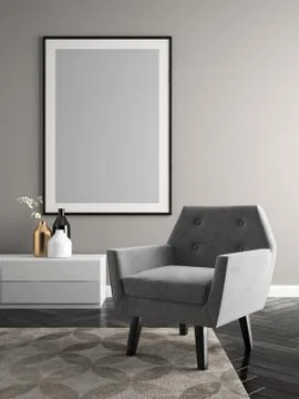 Interior modern design room 3D illustration Stock Illustration