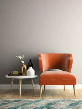 Interior modern design room 3D illustration Stock Illustration