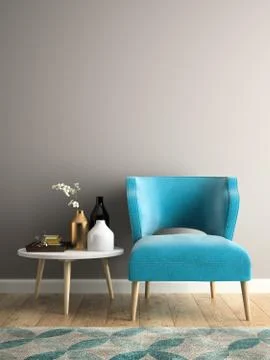 Interior modern design room 3D illustration Stock Illustration