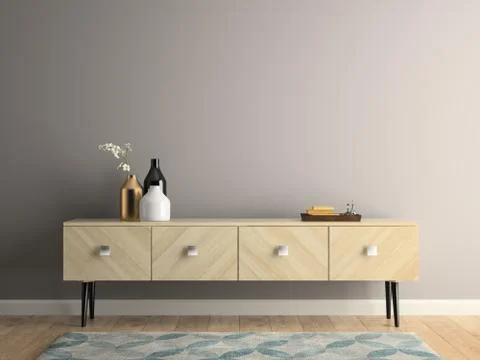 Interior modern design room 3D illustration Stock Illustration
