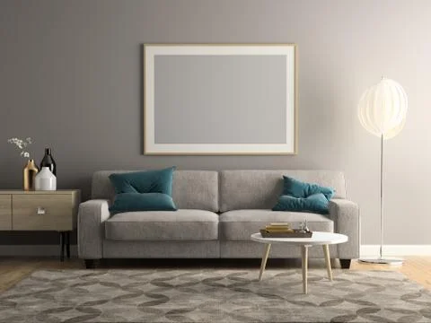 Interior modern design room 3D illustration Stock Illustration