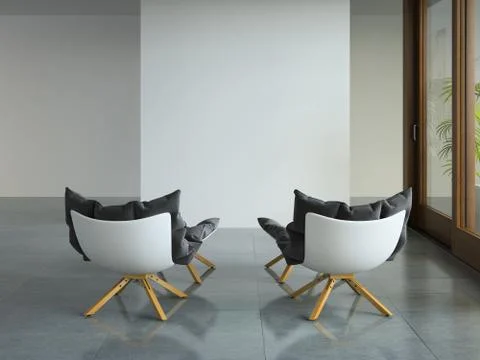 Interior modern design room 3D illustration Stock Illustration