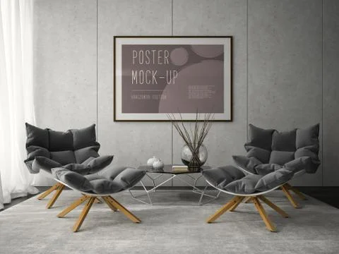 Interior of modern design room 3D illustration Stock Illustration
