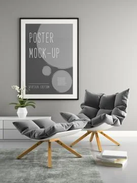 Interior of modern design room 3D illustration Stock Illustration