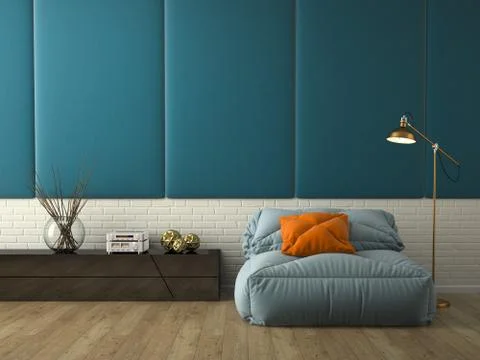 Interior of modern design room 3D rendering Stock Illustration