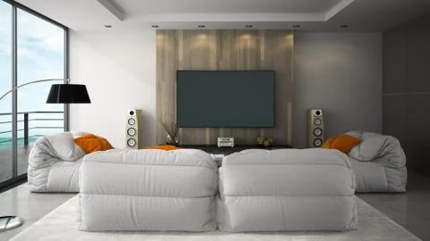 Interior of modern design room 3D rendering Stock Illustration