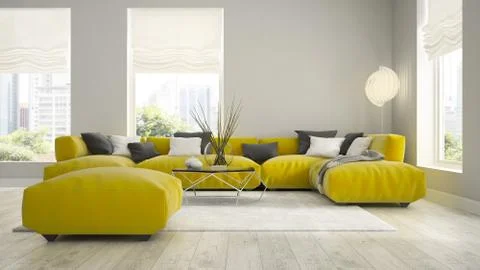 Interior of modern design room 3D rendering Stock Illustration