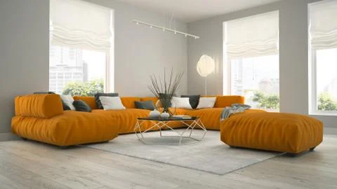 Interior of modern design room 3D rendering Stock Illustration