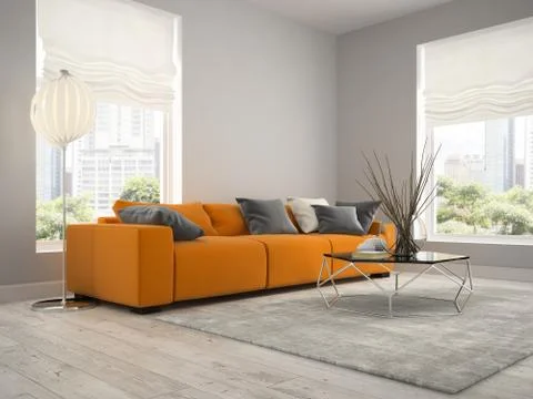 Interior of modern design room 3D rendering Stock Illustration