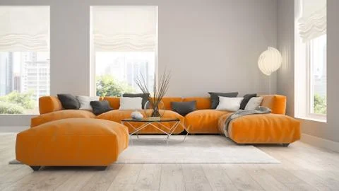 Interior of modern design room 3D rendering Stock Illustration