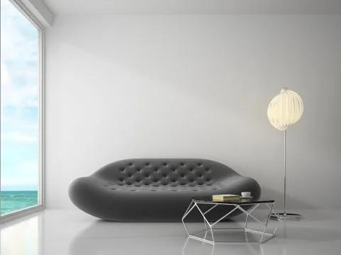 Interior of modern design room 3D rendering Stock Illustration