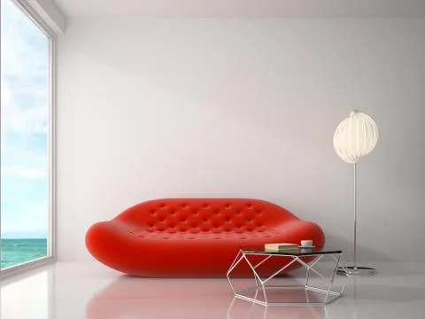 Interior of modern design room 3D rendering Stock Illustration