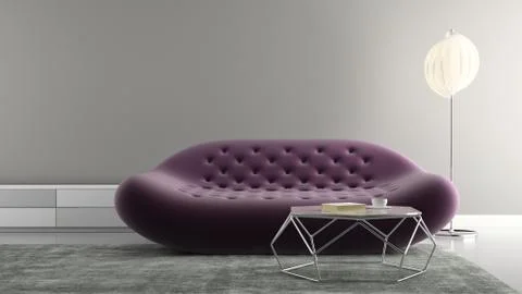 Interior of modern design room 3D rendering Stock Illustration